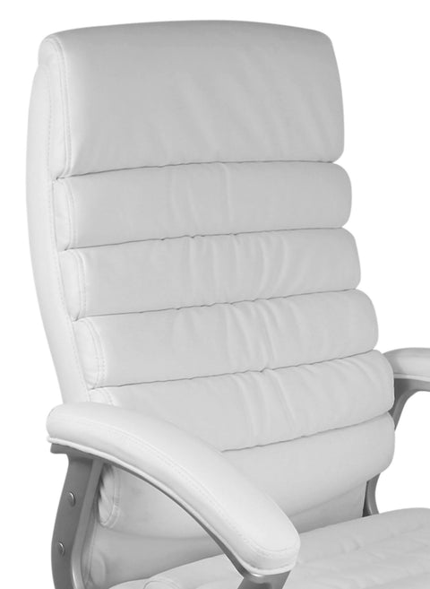 Rootz Office Chair - White Artificial Leather - Ergonomic with Headrest - Design Executive Chair - Desk Chair with Wiping Function - Swivel Chair - High Backrest (X-XL, 120kg)