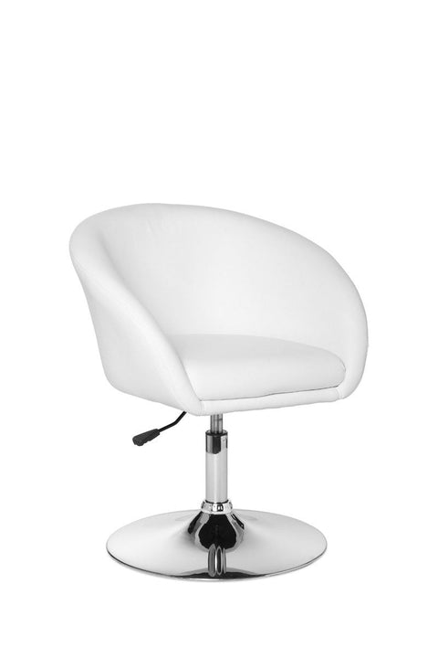 Rootz Lounge Armchair - White Synthetic Leather - Swivel - Modern Design - Dining Room Chair - Club Chair