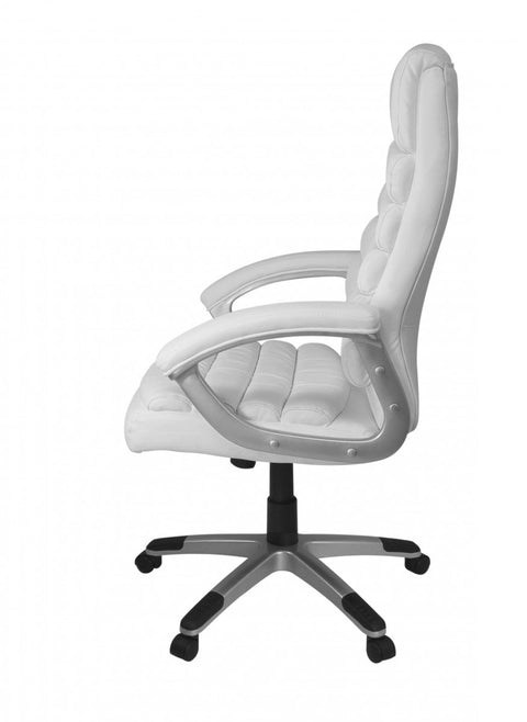 Rootz Office Chair - White Artificial Leather - Ergonomic with Headrest - Design Executive Chair - Desk Chair with Wiping Function - Swivel Chair - High Backrest (X-XL, 120kg)