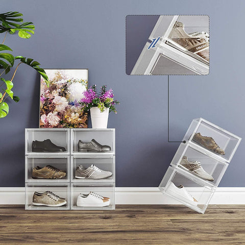 Rootz Shoe Storage Systems - Stackable Shoe Holder - Shoe Box - White - 28 x 36 x 22 cm