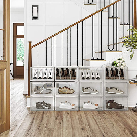 Rootz Shoe Storage Systems - Stackable Shoe Holder - Shoe Box - White - 28 x 36 x 22 cm