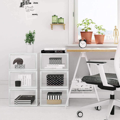 Rootz Shoe Storage Systems - Stackable Shoe Holder - Shoe Box - White - 28 x 36 x 22 cm