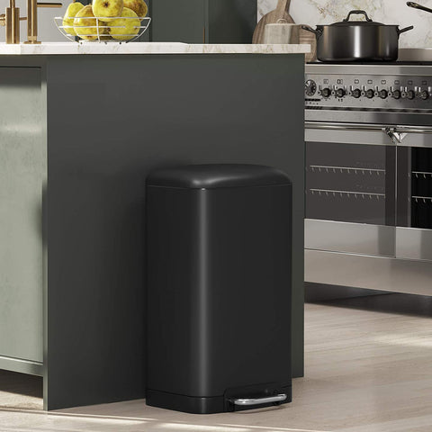 Rootz Pedal bin 30 L - Trash cans - Black - 34.5 x 61.5 x 27.5 cm (WxH x D)