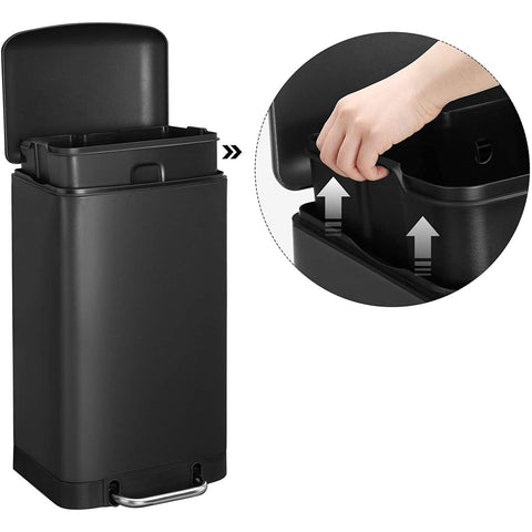 Rootz Pedal bin 30 L - Trash cans - Black - 34.5 x 61.5 x 27.5 cm (WxH x D)