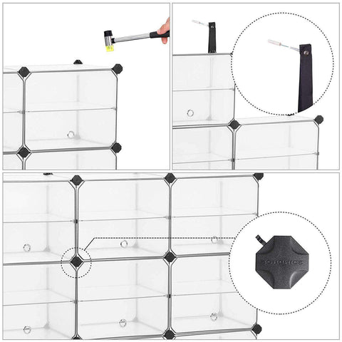 Rootz Shoe Cabinet Transparent - Storage Cabinet - Transparent Shelf Cabinet - Shoe Cabinets - 9 Pairs of Shoes - 123 x 31 x 93 cm
