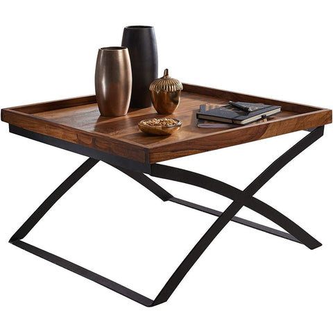 Rootz Industrial Coffee Table - Wooden Living Room Table - Wood - 63 x 39 x 63 cm