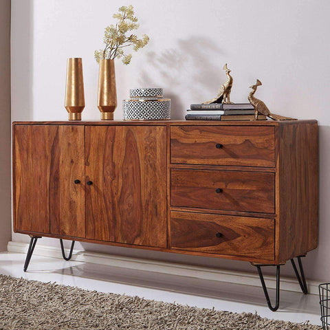 Rootz Sideboards - Solid Wood Cabinet - Sideboard Cabinets - Storage Cabinet - 140 x 75 x 40 cm