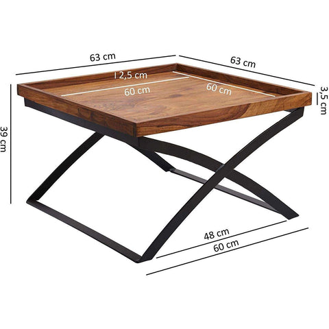 Rootz Industrial Coffee Table - Wooden Living Room Table - Wood - 63 x 39 x 63 cm