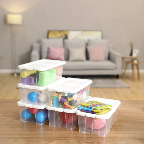 Rootz Shoe Box - Set of 12 - Transparent Storage Box - Plastic Lid - 35 x 20 x 12.5 cm