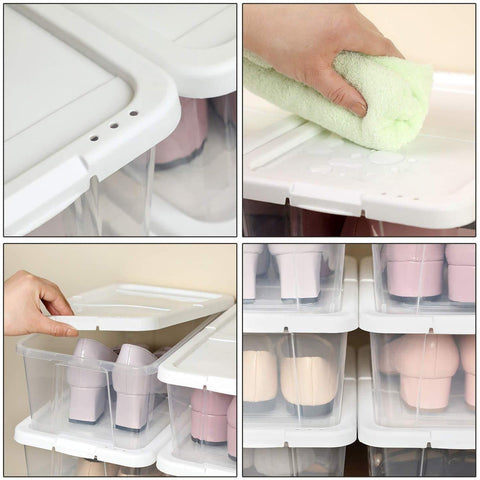 Rootz Shoe Box - Set of 12 - Transparent Storage Box - Plastic Lid - 35 x 20 x 12.5 cm