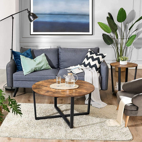 Rootz Round Coffee Table - Industrial Style - Side Table - Cocktail Table - 88 x 88 x 47 cm
