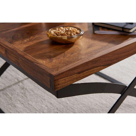 Rootz Industrial Coffee Table - Wooden Living Room Table - Wood - 63 x 39 x 63 cm